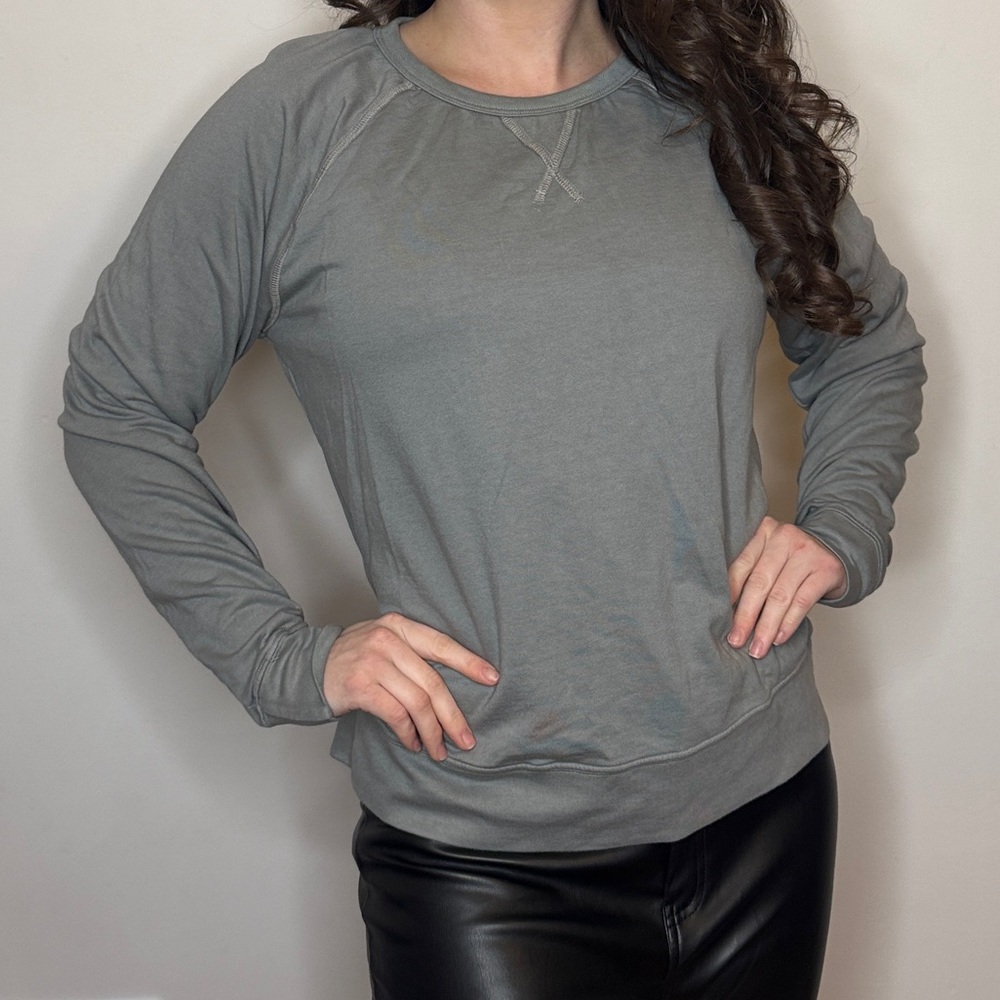 American Giant Women's Gray Green Sweatshirt Pullover Size Large Supima Cotton